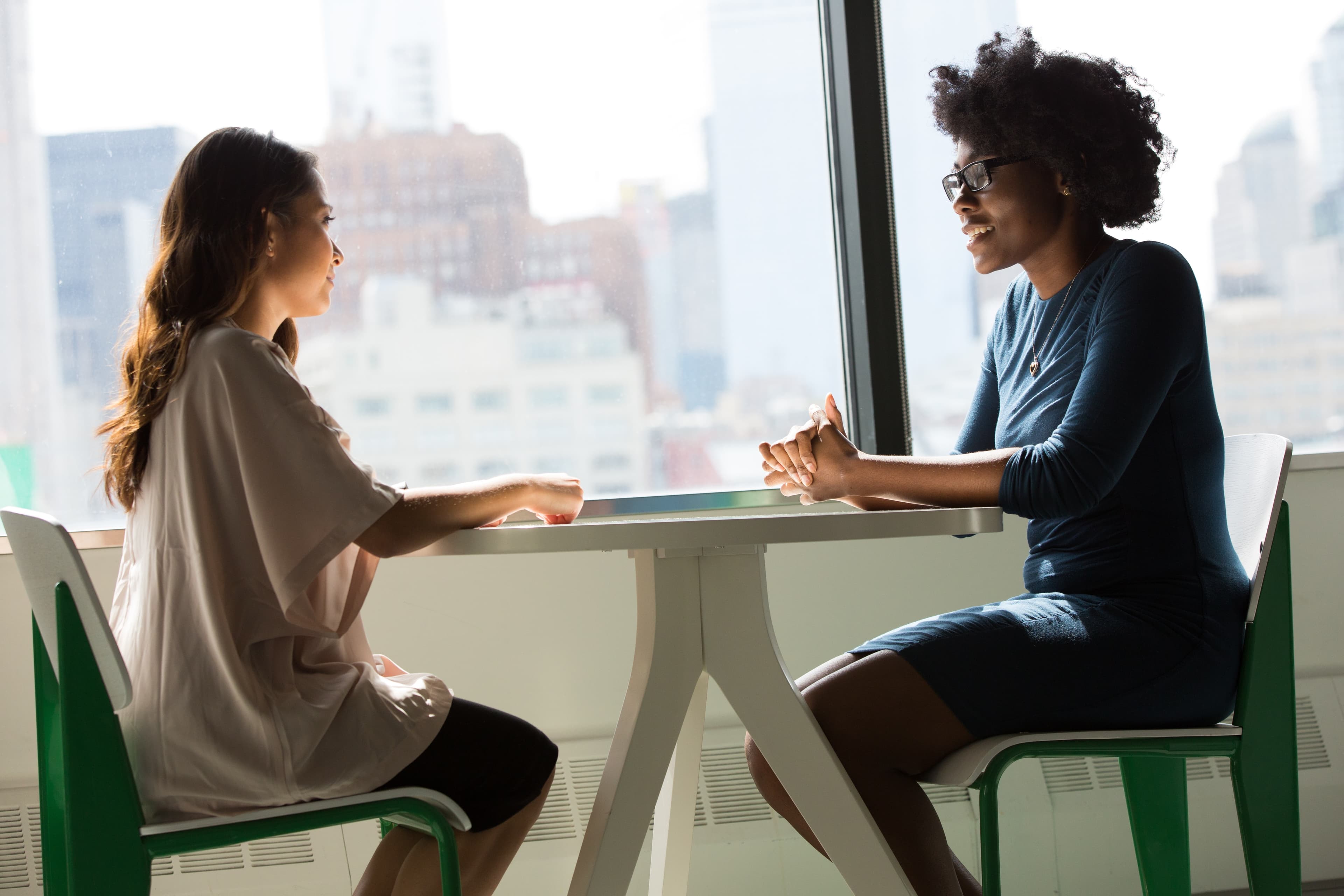 Two people chatting