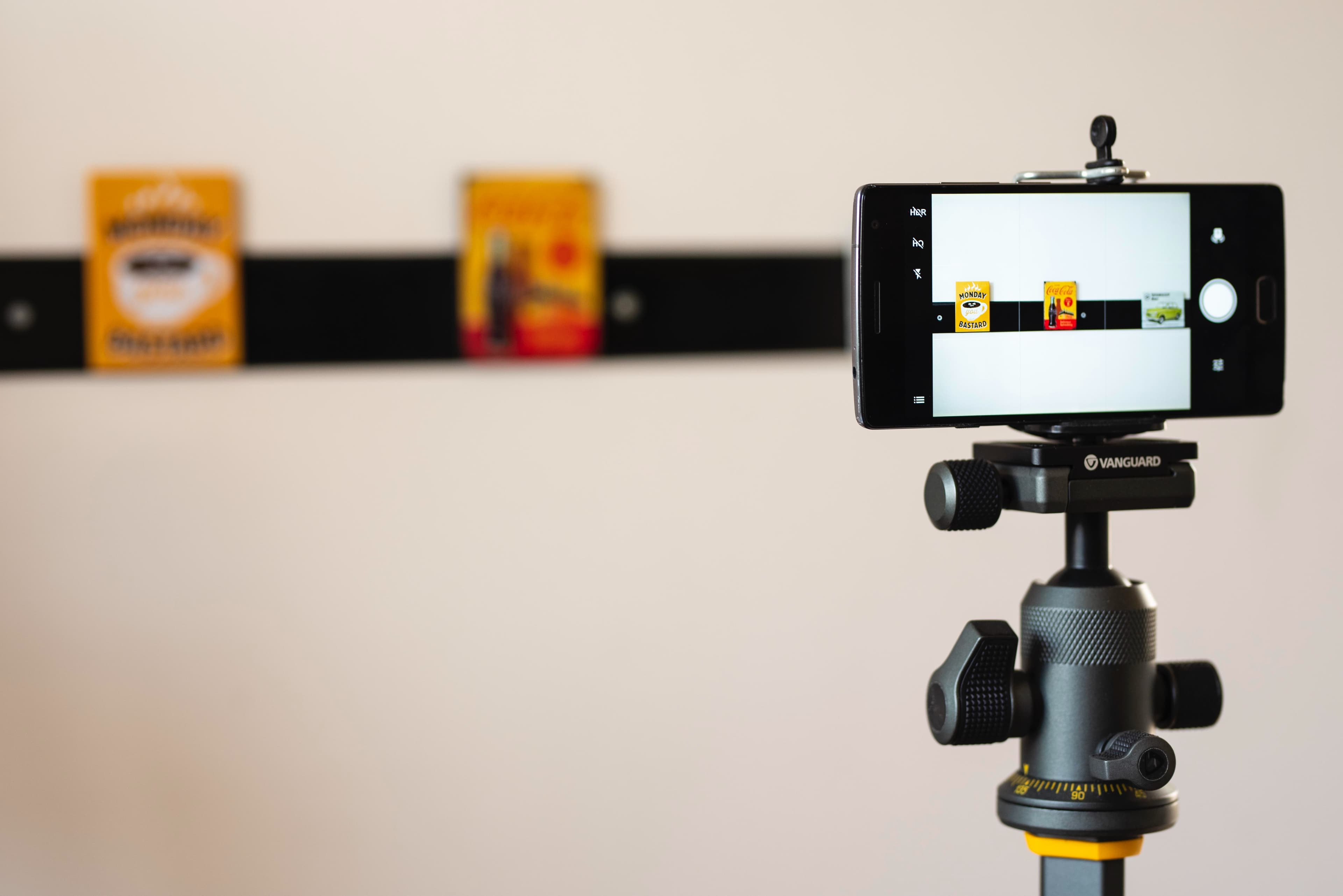 iPhone on a tripod