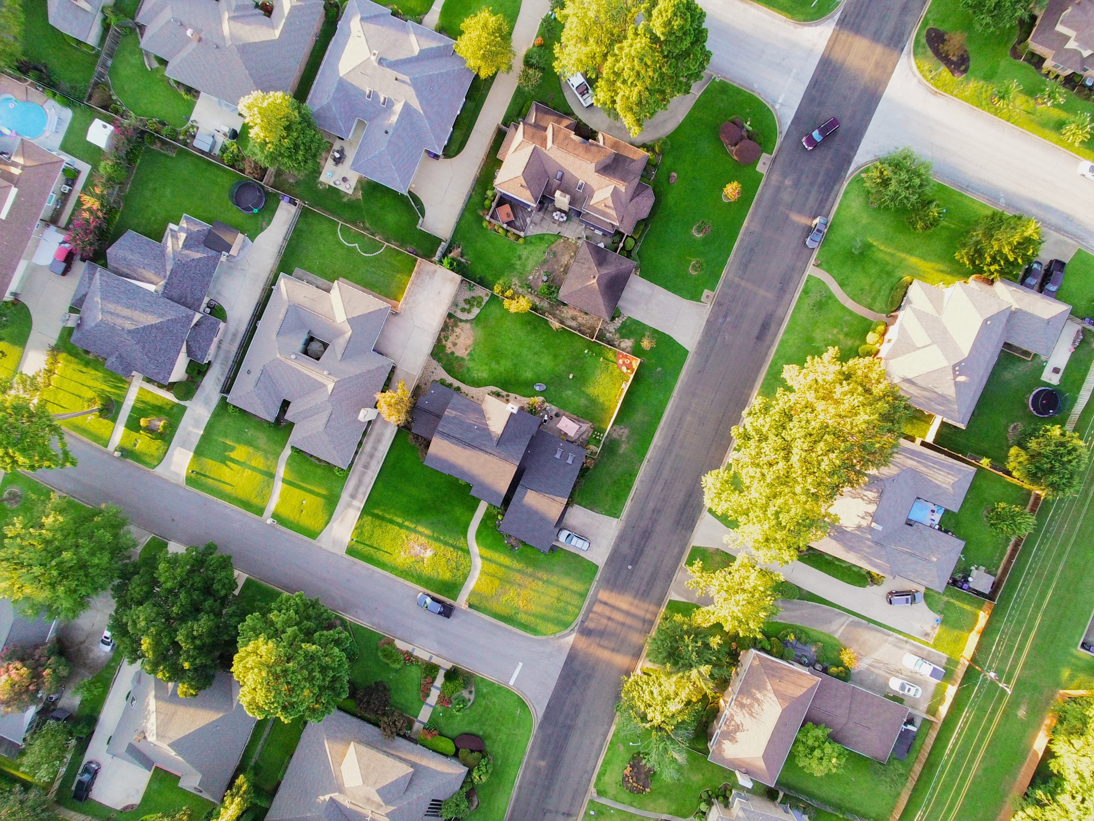 Overhead shot of a neighborhood