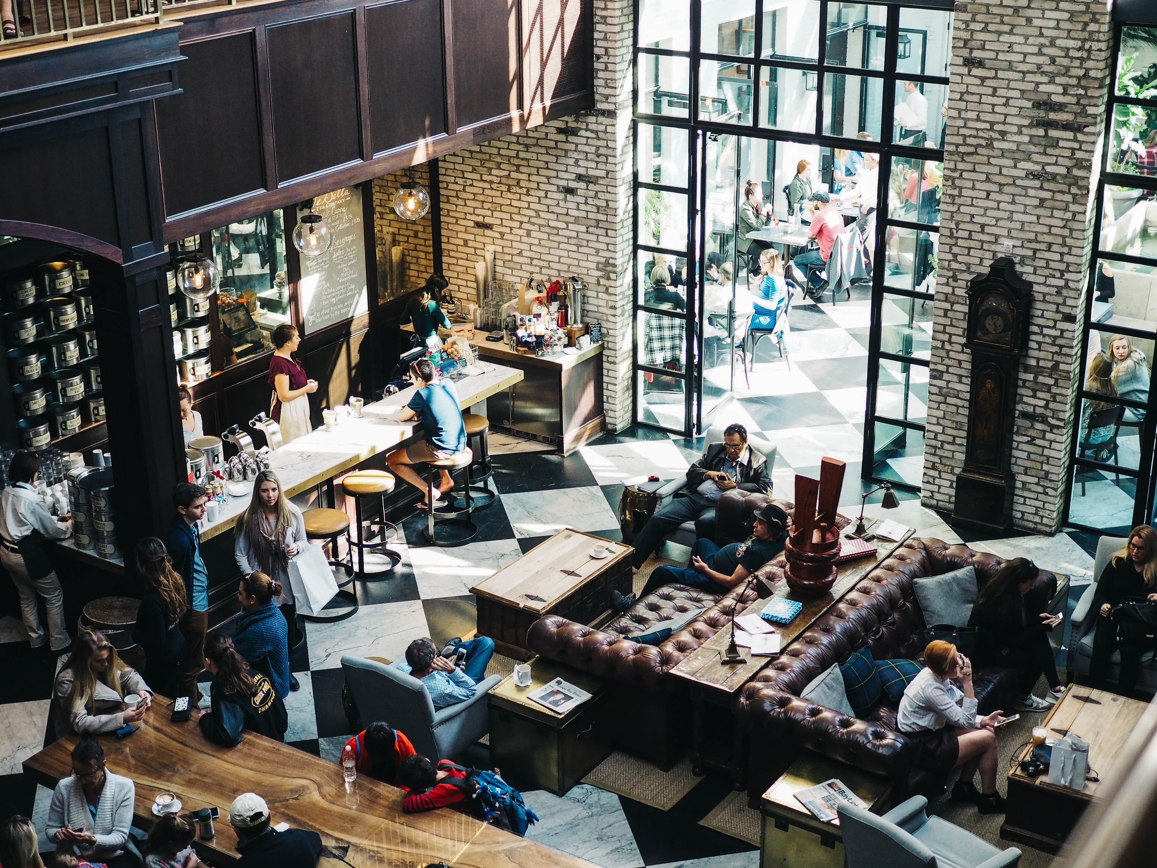 Overhead shot of a coffee shop